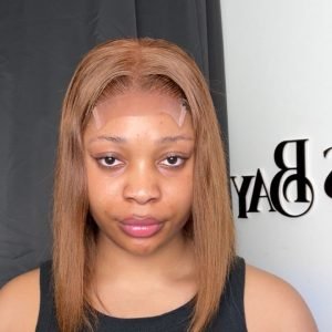 10 Inches Double Drawn Silky Brown Straight Wig