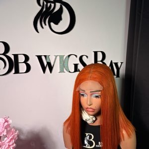 14" SDD Orange Donor Bone Straight Wig