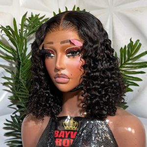 14” Single Donor Pixie Curls Human Hair Wig with 5x5 HD Glueless Closure – 250g Density